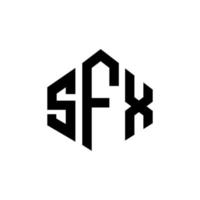 SFX letter logo design with polygon shape. SFX polygon and cube shape logo design. SFX hexagon vector logo template white and black colors. SFX monogram, business and real estate logo.