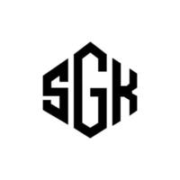 SGK letter logo design with polygon shape. SGK polygon and cube shape logo design. SGK hexagon vector logo template white and black colors. SGK monogram, business and real estate logo.