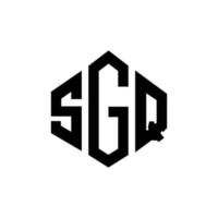 diseño de logotipo de letra sgq con forma de polígono. diseño de logotipo de forma de cubo y polígono sgq. plantilla de logotipo vectorial hexagonal sgq colores blanco y negro. monograma sgq, logotipo empresarial y inmobiliario. vector