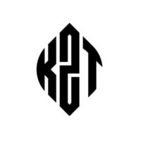 diseño de logotipo de letra de círculo kzt con forma de círculo y elipse. kzt letras elipses con estilo tipográfico. las tres iniciales forman un logo circular. vector de marca de letra de monograma abstracto del emblema del círculo kzt.
