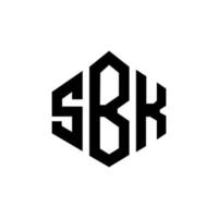 SBK letter logo design with polygon shape. SBK polygon and cube shape logo design. SBK hexagon vector logo template white and black colors. SBK monogram, business and real estate logo.