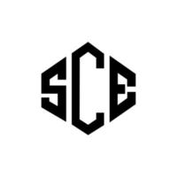 SCE letter logo design with polygon shape. SCE polygon and cube shape logo design. SCE hexagon vector logo template white and black colors. SCE monogram, business and real estate logo.