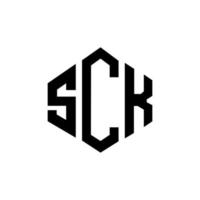 diseño de logotipo de letra sck con forma de polígono. diseño de logotipo de forma de cubo y polígono sck. Plantilla de logotipo vectorial hexagonal sck colores blanco y negro. monograma sck, logotipo comercial e inmobiliario. vector