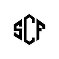 SCF letter logo design with polygon shape. SCF polygon and cube shape logo design. SCF hexagon vector logo template white and black colors. SCF monogram, business and real estate logo.