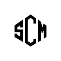 SCM letter logo design with polygon shape. SCM polygon and cube shape logo design. SCM hexagon vector logo template white and black colors. SCM monogram, business and real estate logo.