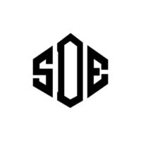 SDE letter logo design with polygon shape. SDE polygon and cube shape logo design. SDE hexagon vector logo template white and black colors. SDE monogram, business and real estate logo.