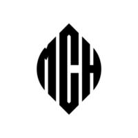 diseño de logotipo de letra de círculo mch con forma de círculo y elipse. mch letras elipses con estilo tipográfico. las tres iniciales forman un logo circular. vector de marca de letra de monograma abstracto del emblema del círculo mch.