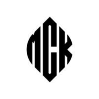 diseño de logotipo de letra de círculo mck con forma de círculo y elipse. mck letras elipses con estilo tipográfico. las tres iniciales forman un logo circular. vector de marca de letra de monograma abstracto del emblema del círculo mck.