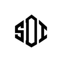 SDI letter logo design with polygon shape. SDI polygon and cube shape logo design. SDI hexagon vector logo template white and black colors. SDI monogram, business and real estate logo.