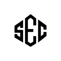 SEC letter logo design with polygon shape. SEC polygon and cube shape logo design. SEC hexagon vector logo template white and black colors. SEC monogram, business and real estate logo.