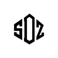 diseño de logotipo de letra sdz con forma de polígono. diseño de logotipo en forma de cubo y polígono sdz. plantilla de logotipo vectorial hexagonal sdz colores blanco y negro. monograma sdz, logotipo empresarial y inmobiliario. vector