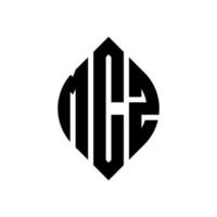 MCZ circle letter logo design with circle and ellipse shape. MCZ ellipse letters with typographic style. The three initials form a circle logo. MCZ Circle Emblem Abstract Monogram Letter Mark Vector. vector