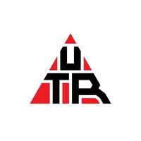 diseño de logotipo de letra de triángulo utr con forma de triángulo. monograma de diseño del logotipo del triángulo utr. plantilla de logotipo de vector de triángulo utr con color rojo. logo triangular utr logo simple, elegante y lujoso.