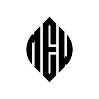 MEW circle letter logo design with circle and ellipse shape. MEW ellipse letters with typographic style. The three initials form a circle logo. MEW Circle Emblem Abstract Monogram Letter Mark Vector. vector