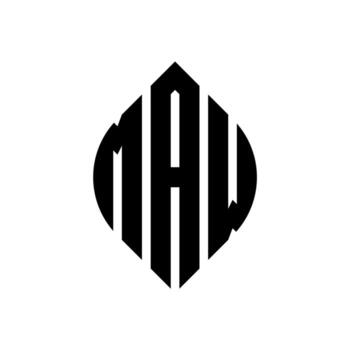 MAW circle letter logo design with circle and ellipse shape. MAW ellipse letters with typographic style. The three initials form a circle logo. MAW Circle Emblem Abstract Monogram Letter Mark Vector. vector
