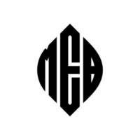MEB circle letter logo design with circle and ellipse shape. MEB ellipse letters with typographic style. The three initials form a circle logo. MEB Circle Emblem Abstract Monogram Letter Mark Vector. vector