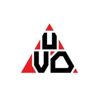 UVO triangle letter logo design with triangle shape. UVO triangle logo design monogram. UVO triangle vector logo template with red color. UVO triangular logo Simple, Elegant, and Luxurious Logo.