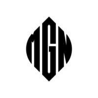 MGN circle letter logo design with circle and ellipse shape. MGN ellipse letters with typographic style. The three initials form a circle logo. MGN Circle Emblem Abstract Monogram Letter Mark Vector. vector