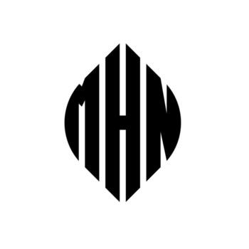 MHN circle letter logo design with circle and ellipse shape. MHN ellipse letters with typographic style. The three initials form a circle logo. MHN Circle Emblem Abstract Monogram Letter Mark Vector. vector