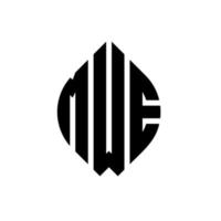 diseño de logotipo de letra de círculo mwe con forma de círculo y elipse. mwe elipse letras con estilo tipográfico. las tres iniciales forman un logo circular. vector de marca de letra de monograma abstracto del emblema del círculo mwe.