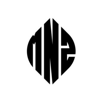 MNZ circle letter logo design with circle and ellipse shape. MNZ ellipse letters with typographic style. The three initials form a circle logo. MNZ Circle Emblem Abstract Monogram Letter Mark Vector. vector