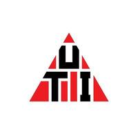 diseño de logotipo de letra triangular uti con forma de triángulo. monograma de diseño de logotipo de triángulo uti. plantilla de logotipo de vector de triángulo uti con color rojo. logotipo triangular uti logotipo simple, elegante y lujoso.