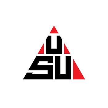 USU triangle letter logo design with triangle shape. USU triangle logo design monogram. USU triangle vector logo template with red color. USU triangular logo Simple, Elegant, and Luxurious Logo.