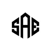 SAE letter logo design with polygon shape. SAE polygon and cube shape logo design. SAE hexagon vector logo template white and black colors. SAE monogram, business and real estate logo.