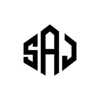 SAJ letter logo design with polygon shape. SAJ polygon and cube shape logo design. SAJ hexagon vector logo template white and black colors. SAJ monogram, business and real estate logo.