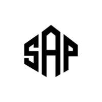 SAP letter logo design with polygon shape. SAP polygon and cube shape logo design. SAP hexagon vector logo template white and black colors. SAP monogram, business and real estate logo.