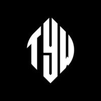 TYW circle letter logo design with circle and ellipse shape. TYW ellipse letters with typographic style. The three initials form a circle logo. TYW Circle Emblem Abstract Monogram Letter Mark Vector. vector