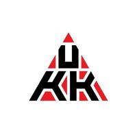 UKK triangle letter logo design with triangle shape. UKK triangle logo design monogram. UKK triangle vector logo template with red color. UKK triangular logo Simple, Elegant, and Luxurious Logo.