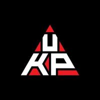 UKP triangle letter logo design with triangle shape. UKP triangle logo design monogram. UKP triangle vector logo template with red color. UKP triangular logo Simple, Elegant, and Luxurious Logo.