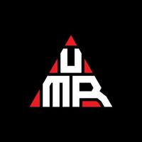 UMR triangle letter logo design with triangle shape. UMR triangle logo design monogram. UMR triangle vector logo template with red color. UMR triangular logo Simple, Elegant, and Luxurious Logo.