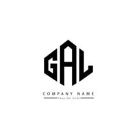 GAL letter logo design with polygon shape. GAL polygon and cube shape logo design. GAL hexagon vector logo template white and black colors. GAL monogram, business and real estate logo.