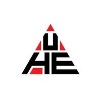 UHE triangle letter logo design with triangle shape. UHE triangle logo design monogram. UHE triangle vector logo template with red color. UHE triangular logo Simple, Elegant, and Luxurious Logo.