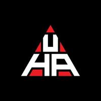 UHA triangle letter logo design with triangle shape. UHA triangle logo design monogram. UHA triangle vector logo template with red color. UHA triangular logo Simple, Elegant, and Luxurious Logo.