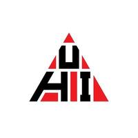 UHI triangle letter logo design with triangle shape. UHI triangle logo design monogram. UHI triangle vector logo template with red color. UHI triangular logo Simple, Elegant, and Luxurious Logo.