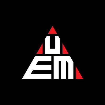 UEM triangle letter logo design with triangle shape. UEM triangle logo design monogram. UEM triangle vector logo template with red color. UEM triangular logo Simple, Elegant, and Luxurious Logo.
