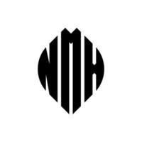 Diseño de logotipo de letra circular nmx con forma de círculo y elipse. Letras de elipse nmx con estilo tipográfico. las tres iniciales forman un logo circular. vector de marca de letra de monograma abstracto del emblema del círculo nmx.