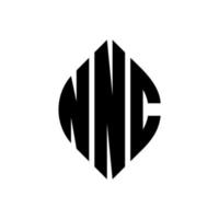 NNC circle letter logo design with circle and ellipse shape. NNC ellipse letters with typographic style. The three initials form a circle logo. NNC Circle Emblem Abstract Monogram Letter Mark Vector. vector