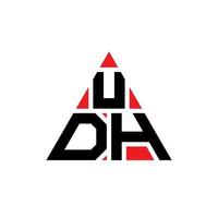 UDH triangle letter logo design with triangle shape. UDH triangle logo design monogram. UDH triangle vector logo template with red color. UDH triangular logo Simple, Elegant, and Luxurious Logo.