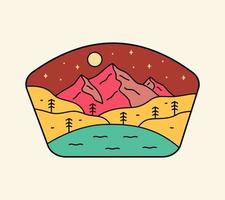 Nature wildlife mountains and stars design for badge, sticker, patch, t shirt design, etc vector
