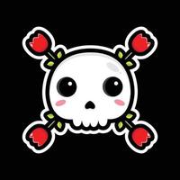 cute skull mascot with flowers vector