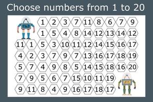 The task is to go through a maze of numbers from 1 to 20. Educational exercises for preschool children vector