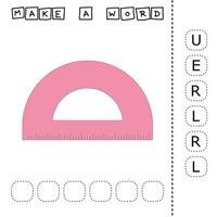 Alphabet logic for preschool kid.  Collect the word ruller from scattered letters vector