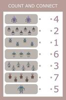 Counting Game for Preschool Children.  Count how many  robots vector