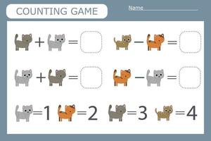counting game with funny pets. Preschool worksheet, kids activity sheet, printable worksheet vector