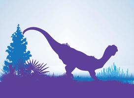 chilesaurio, siluetas de dinosaurios en un entorno prehistórico capas superpuestas fondo decorativo banner ilustración vectorial abstracta vector