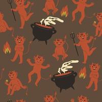 Seamless pattern with cute devils. Vector graphics